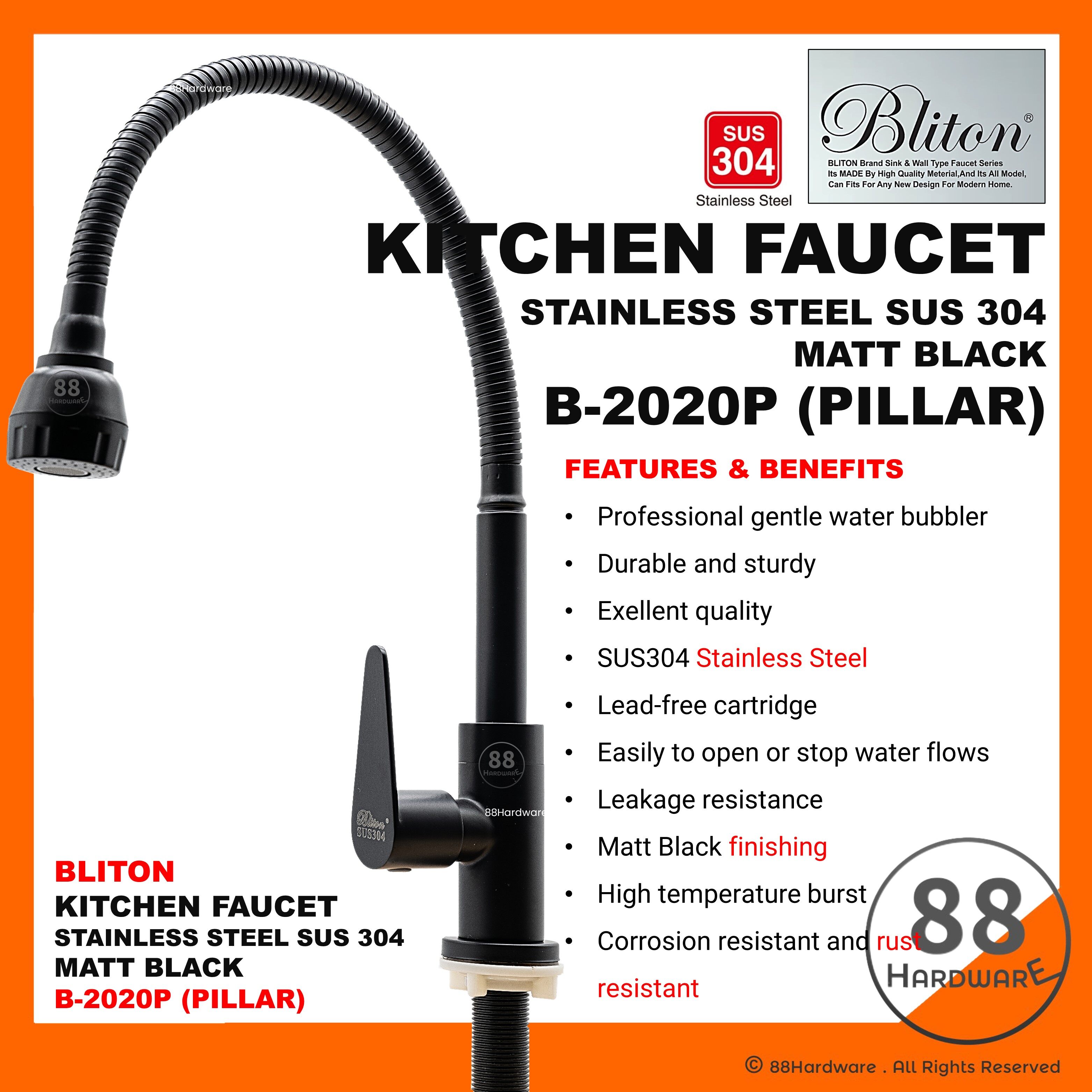 BLITON Stainless Steel SUS304 matt black sink faucet flexible /flexible sink tap/flexible pipe