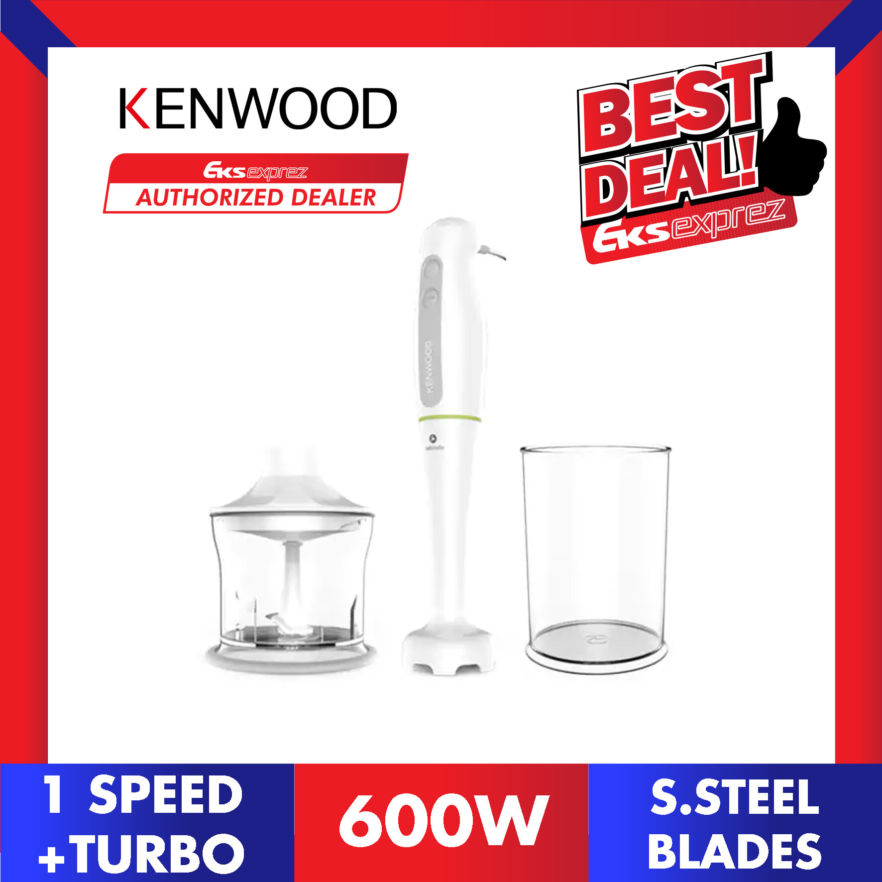 Kenwood Triblade Hand Blender HDP103WG [Hand Blender with Chopper