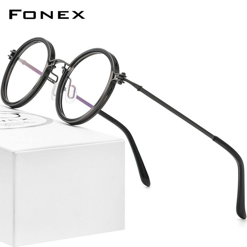 FONEX Acetate Titanium Glasses Frame Men 2022 New Retro Vintage Round Eyeglasses Women Ultraligth Optical Frames Spectacles Korean Japaness Style Eyewear F85692