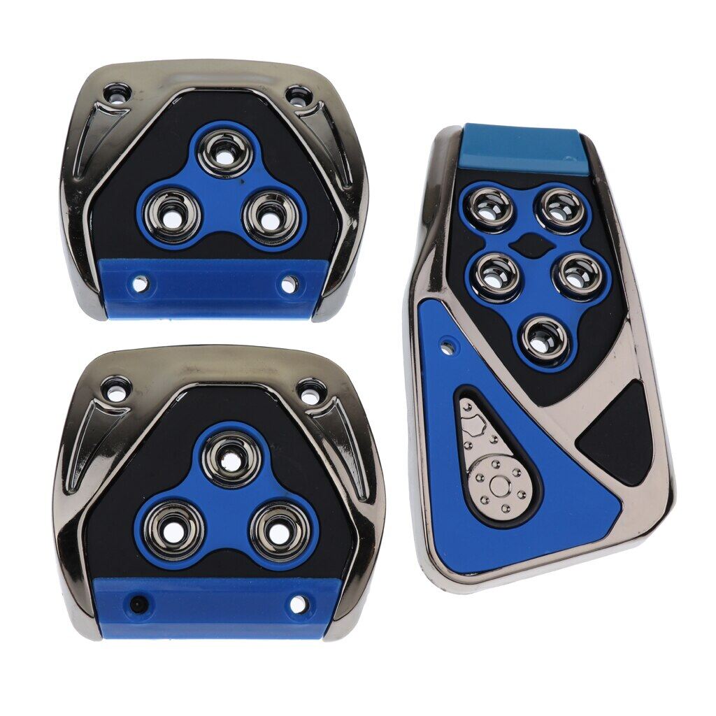 3x Universal Non Slip Pedals Accelerator Brake Clutch Footrests Cover Set For Manual Transmission Car Blue
