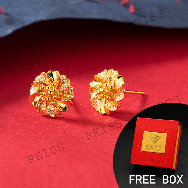 RAISS Original 18k Saudi Gold Earrings Nasasangla Variety Of Exquisite Flower Earrings