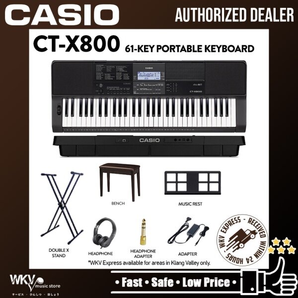Casio CT-X800 61-Key Portable Keyboard with Headphone, Keyboard Stand, Piano Bench (CTX800 / CTX 800) Malaysia