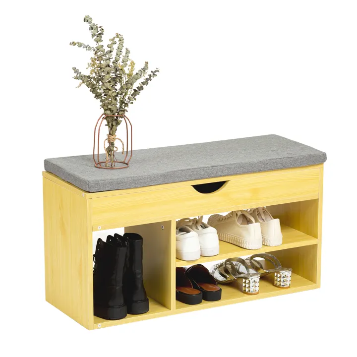 Shoe Rack Wooden Storage Stool Storage Can Sit Shoe Cabinet Entry