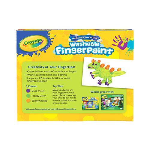 Crayola Washable Bold Fingerpaint Primary Colors 3 CT Easy Clean Up Finger Painting Gift Age 0 to 3