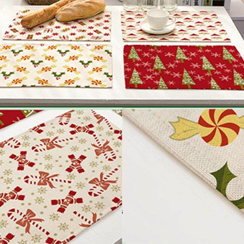 OH phong cách Bắc Âu Cổ Trụi Cây Giáng Sinh Vải lanh Cotton nghệ thuật phương Tây placemat