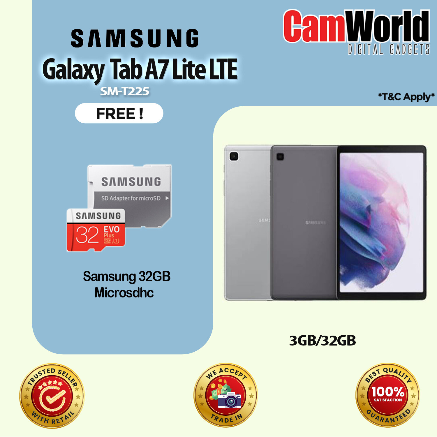 Samsung Galaxy Tab A7 Lite Wifi + LTE ( 3GB+32GB ) ( SMT225 ) With