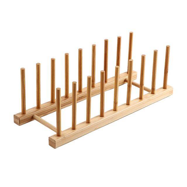 Dinnerware Plate Drying Shelf Storage Organizer Kitchen Dish Drain Rack Wooden Book Cup Display Stand 8 layers Drainer Holder G