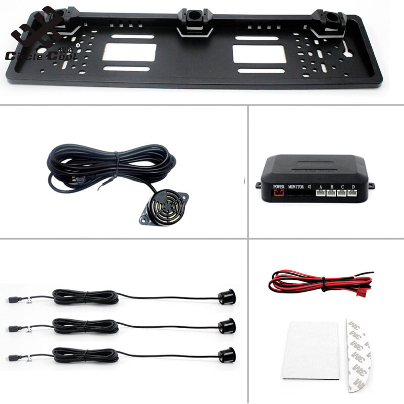 Circle Cool Eu Europe Car License Plate Frame Car Parking Sensor Kit