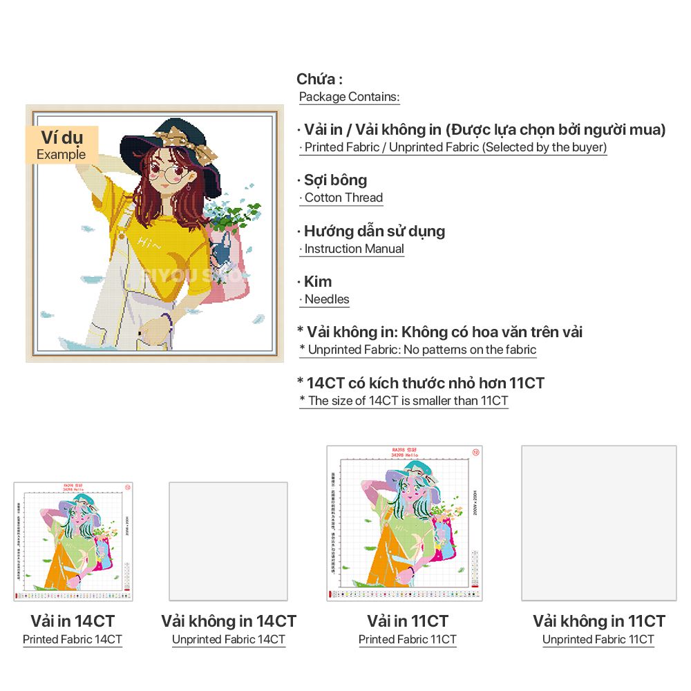 Cross Stitch Set Kit with Peony Flower Pattern Unprinted/Printed Counted/Stamped Fabric 14/11CT