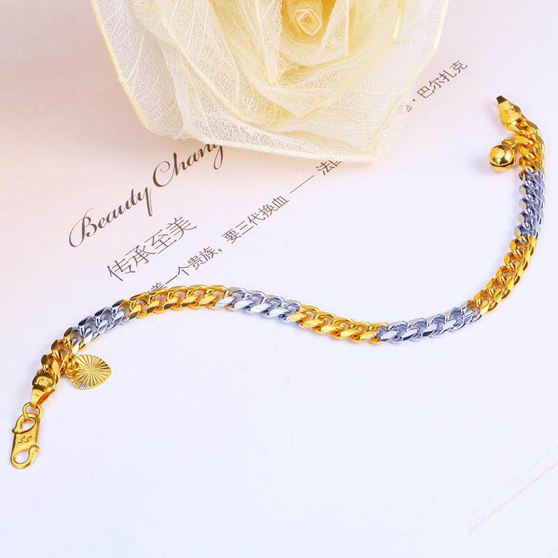 JINJU Rhodium Plated 24K Gold Filled Bracelets 6MM Fine Jewelry For Men And Women Link,Chain Top Quality New Fashion
