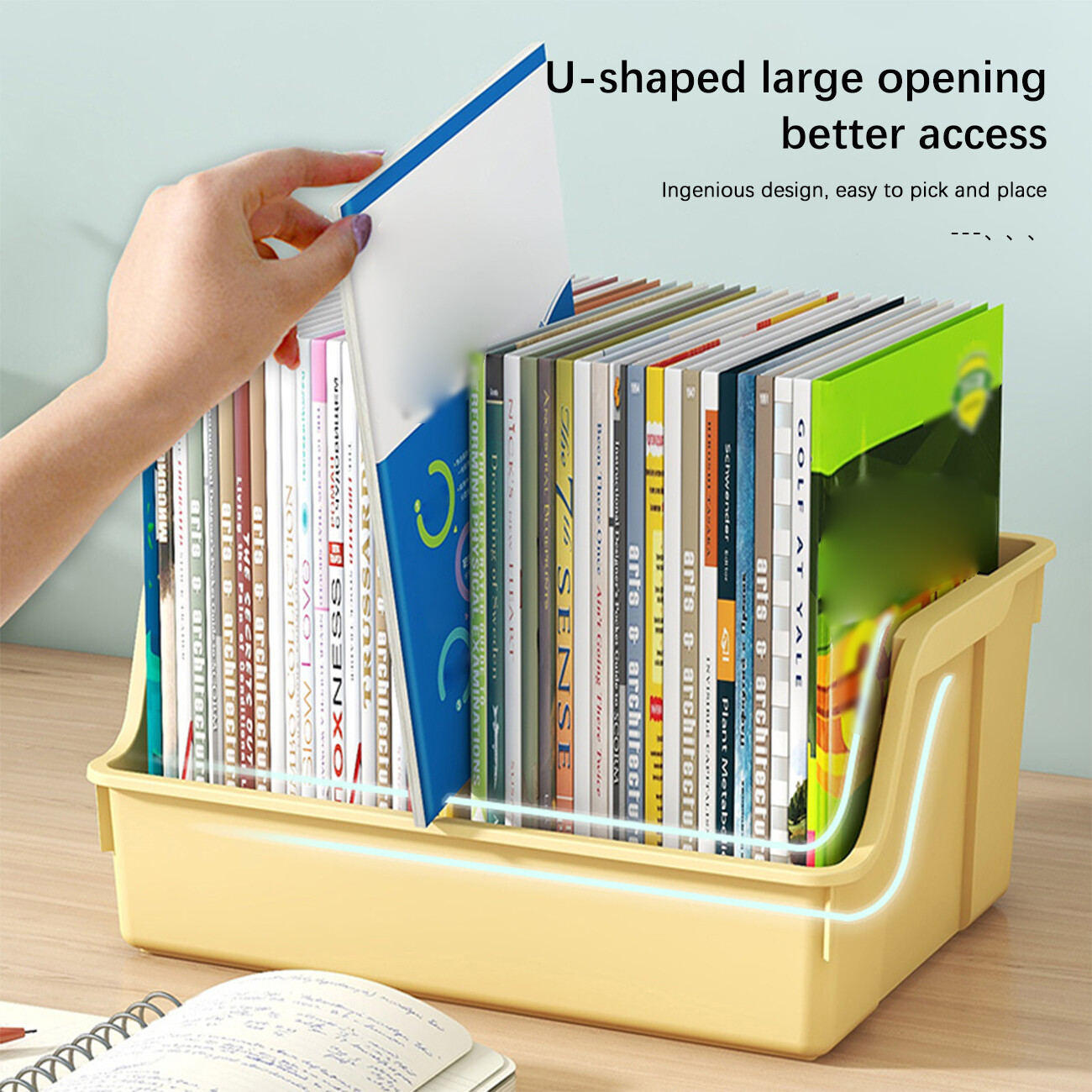 CNMF Desktop Book Storage Box Student Large-capacity Textbook Sorting Box Multi-functional Plastic Storage Basket