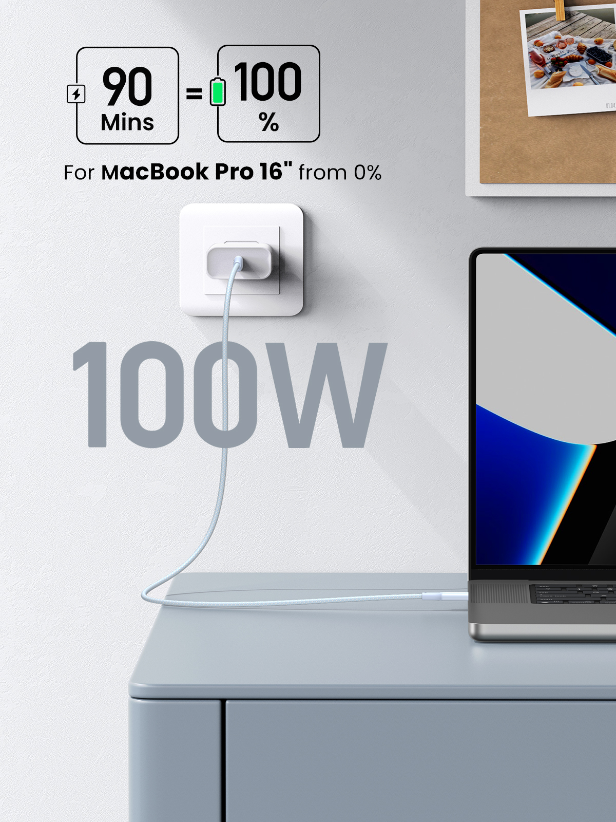 Ugreen 100W USB cable for Samsung S21 E-marker chip 5A blue silicone fast charging USB C type C cable for mobile phone cord