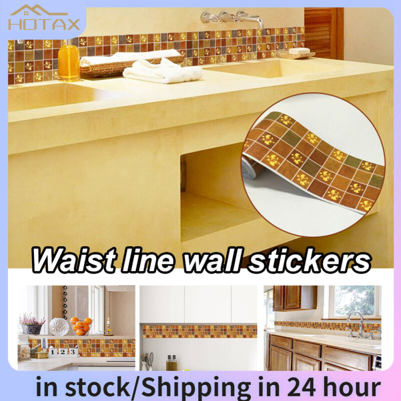 HX Tự Dính Chân Tường Dán Dây Thắt Lưng, Hình Dán Đường Viền, Gạch Không Thấm Nước Sàn Nghệ Thuật Vòng Eo Hình Dán Tường Phòng Tắm Nhà Bếp Hoa Gỗ Hình Nền Decal