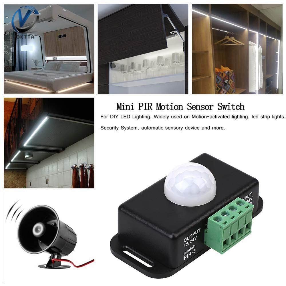 Công Tắc Cảm Biến Chuyển Động PIR Tự Động Điều Chỉnh Được VOKTTA  DC 12V 24V 8A Nguyên Bản 100% Công Tắc Đèn Phát Hiện Hồng Ngoại Hồng Ngoại Mô-đun Công Tắc Đèn LED Dải Đèn