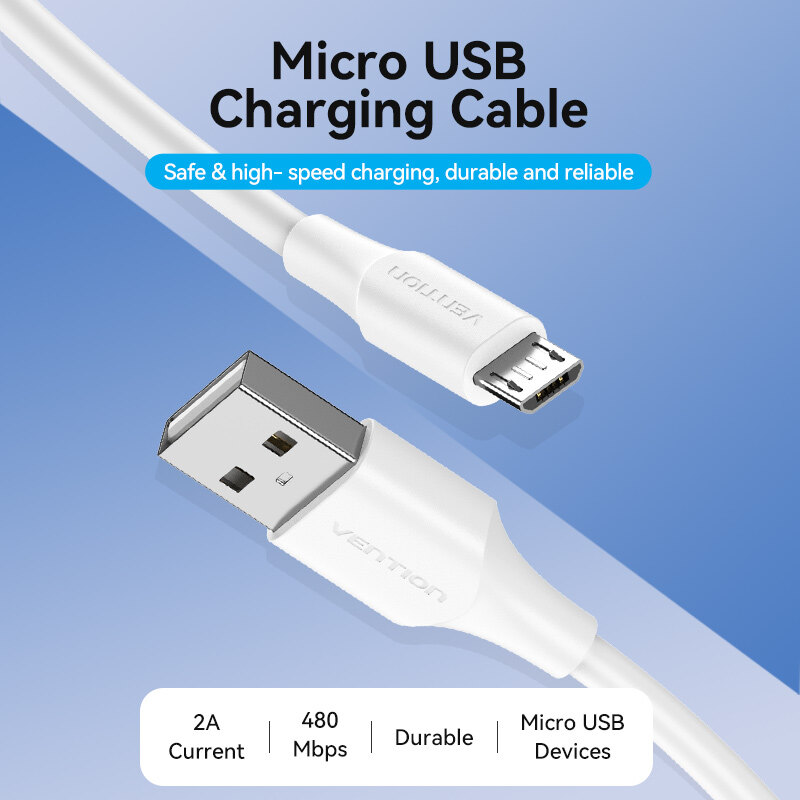 Vention Cáp Micro USB Cáp Dữ Liệu USB Sạc Nhanh 3A 2M 3M Cho Điện Thoại Di Động Samsung Xiaomi Huawei Android Cáp Sạc USB