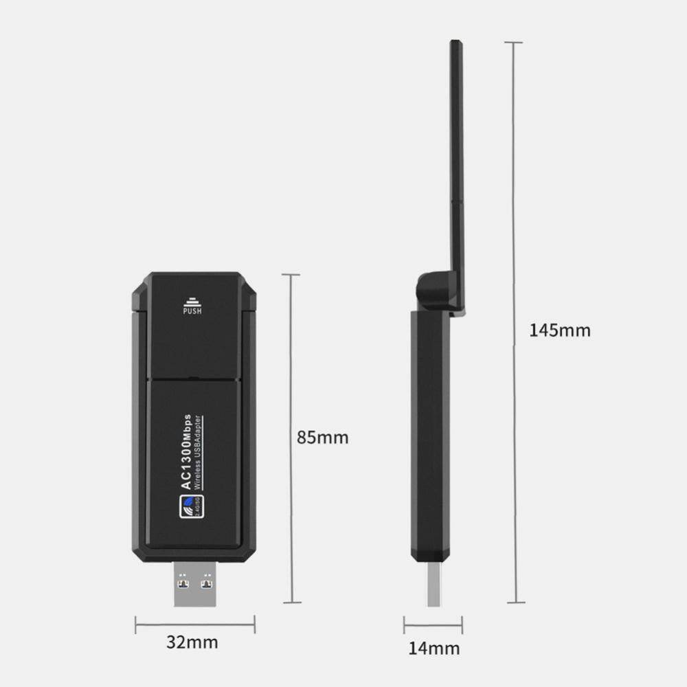 Wireless Network Card Drive-free Network Adapter 1300Mbps Network External Receiver Plug and Play for Win7/8/10/11