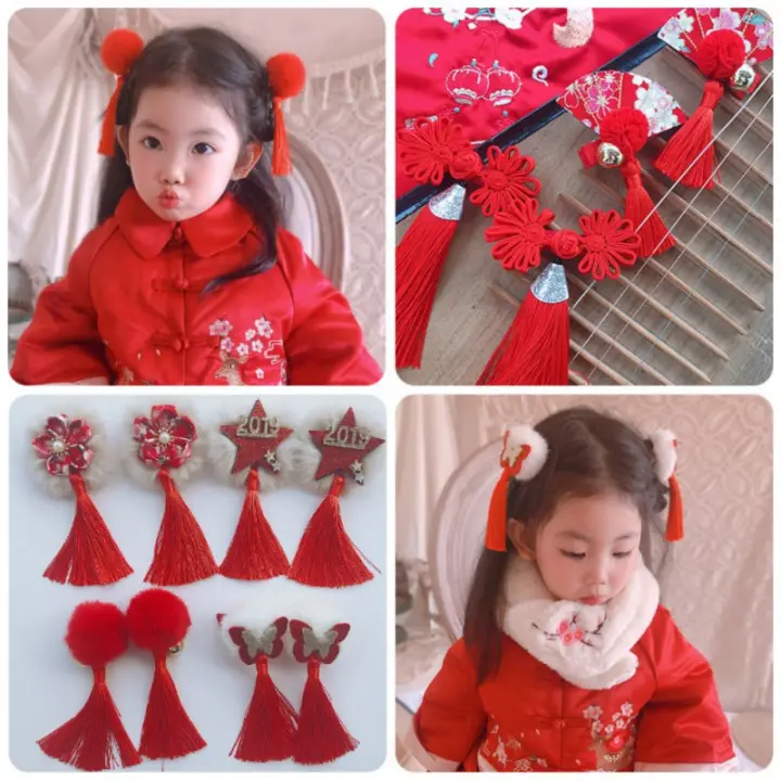 Children Baby Girl Bow Tiara Hair Accessories Tassel Clip Hairpin