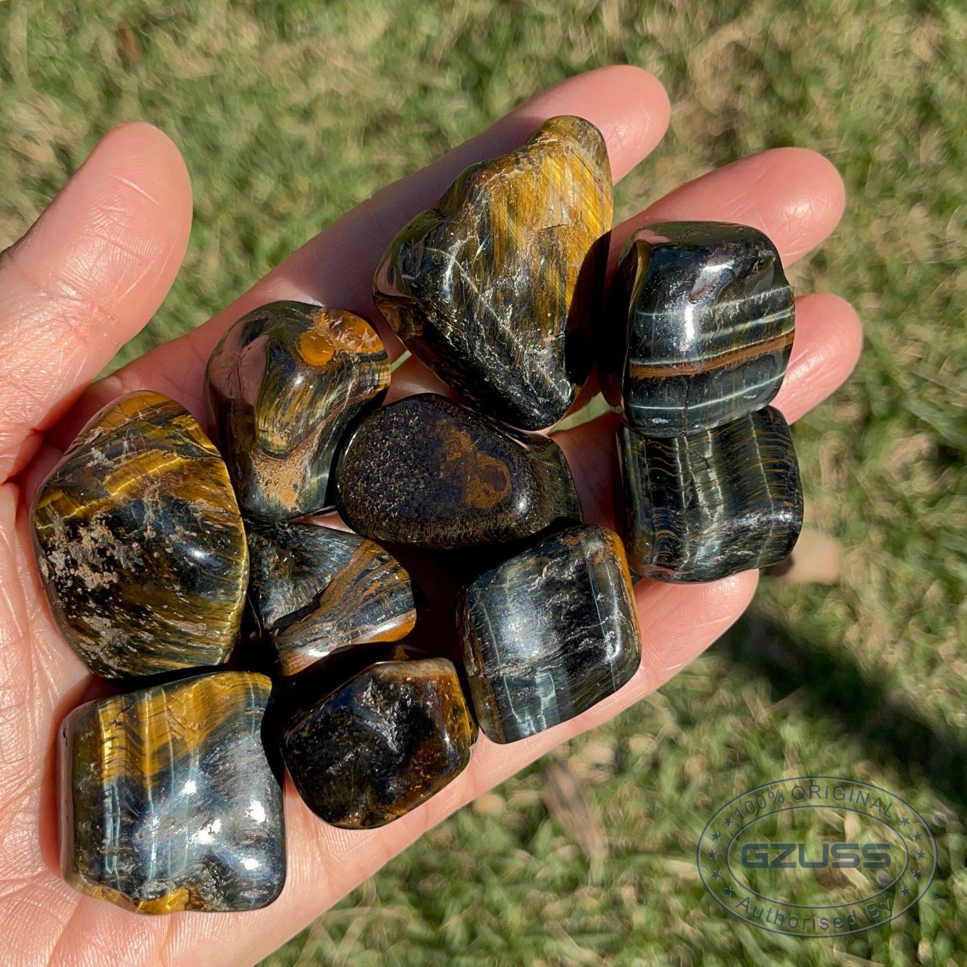 Blue tigers eye crystal tumbled stone - hawk eye stone - tiger eye stone - third eye chakra - blue tigers eye stone - hawks eye