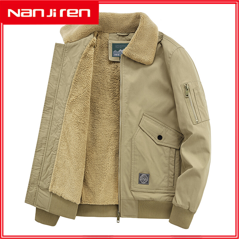 Nanjiren New style father's suit winter pure cotton coat loose cotton-padded jacket large size for middle-aged and elderly men's extra-thick velvet-lined cotton-padded jacket