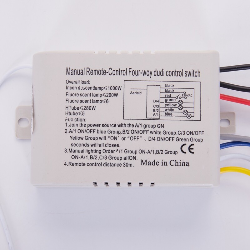 4 Way Light Lamp Digital Wireless Remote Control Switch ON/OFF 220V ...
