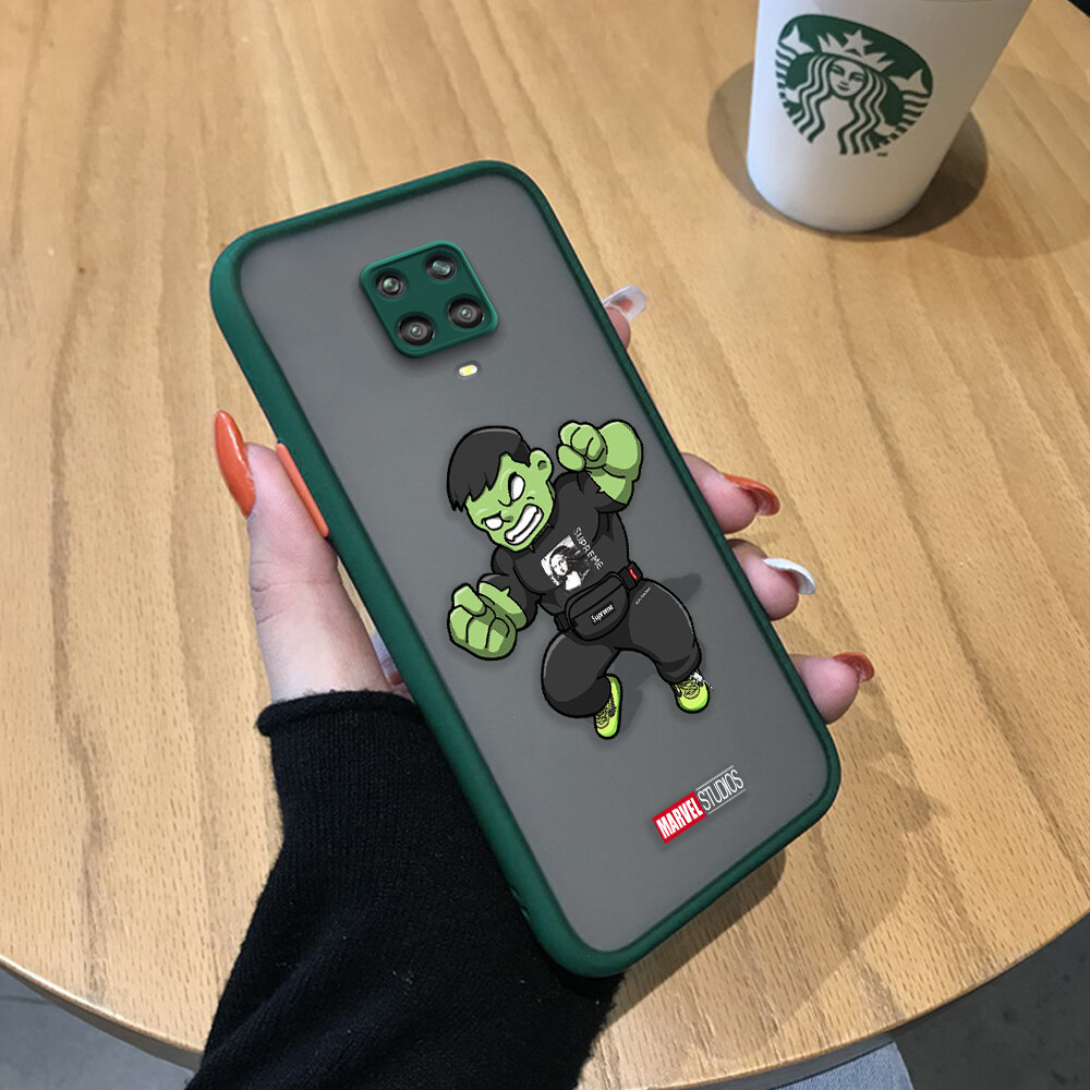 Hontinga Casing Case For Xiaomi Redmi Note 9s Note 9 Pro Case Cartoon Ironman Spiderman Captain American Hulk Frosted Transparent Phone Case Back Cover Casing Anime Hard Case For Boys For Girls For Men
