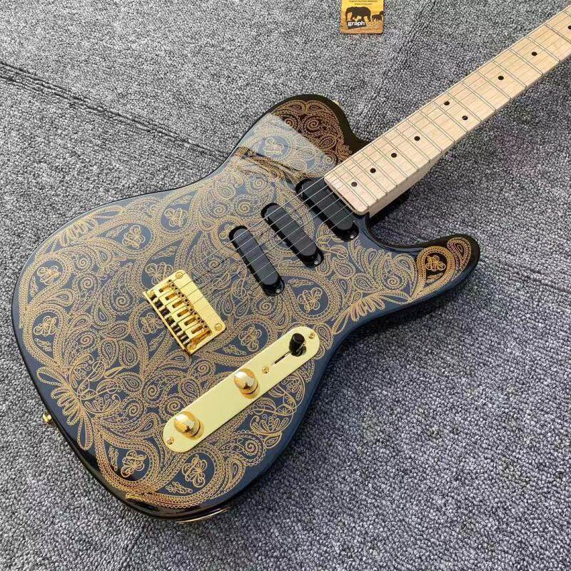 New TL Electric Guitar Golden decals ,Canada Top Brand Nut and Daddario strings,High-grade Accessories Musical instrument,Single Coil Pickups Malaysia