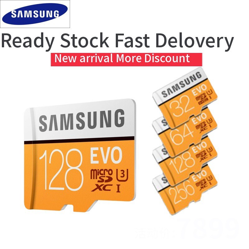 ♥COD + Thẻ Nhớ TF CF Class10 Chính Hãng 100% SAMSUNG U3 Micro SD 512GB/256GB/128GB C10