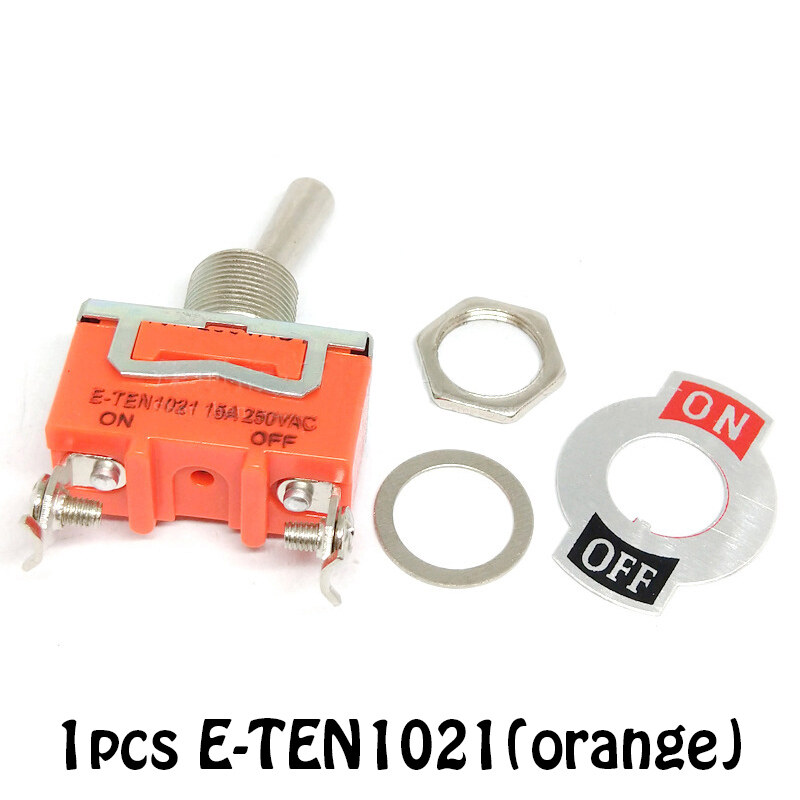 Ac 250v 15a 2-pin dpdt on/off 2-bit mini toggle switch e-ten1021 orange