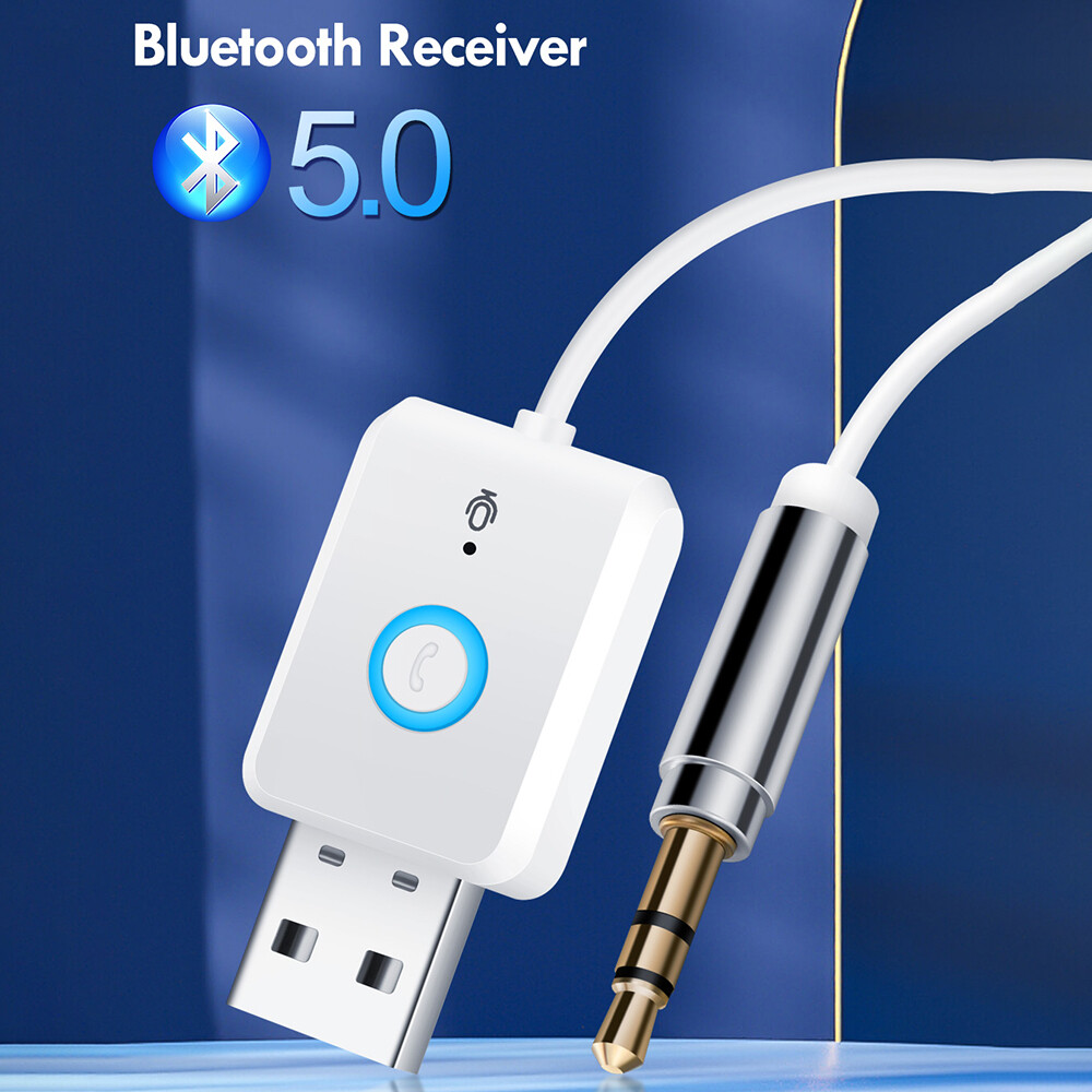 RT08 Bộ Thu Bluetooth 5.0 Bộ Phụ Kiện Xe Ô Tô USB Mini Giắc Cắm 3.5MM Âm Thanh AUX Cho Loa Rảnh Tay