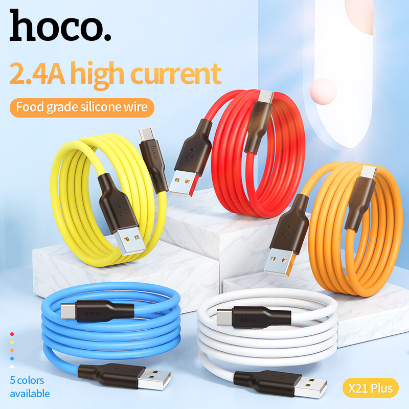HOCO X21 Plus Silicone charging cable for type c cable Data Cable 3A Fast Charger for Samsung Xiao mi Macbook Android