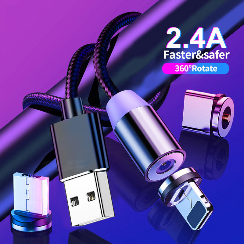 AKABEILA 2.4A Magnetic USB Cable Fast Charging Type C Cable Magnet Charger Data Charge Micro USB Type C Iphone Cable Mobile Phone Cable USB Cord