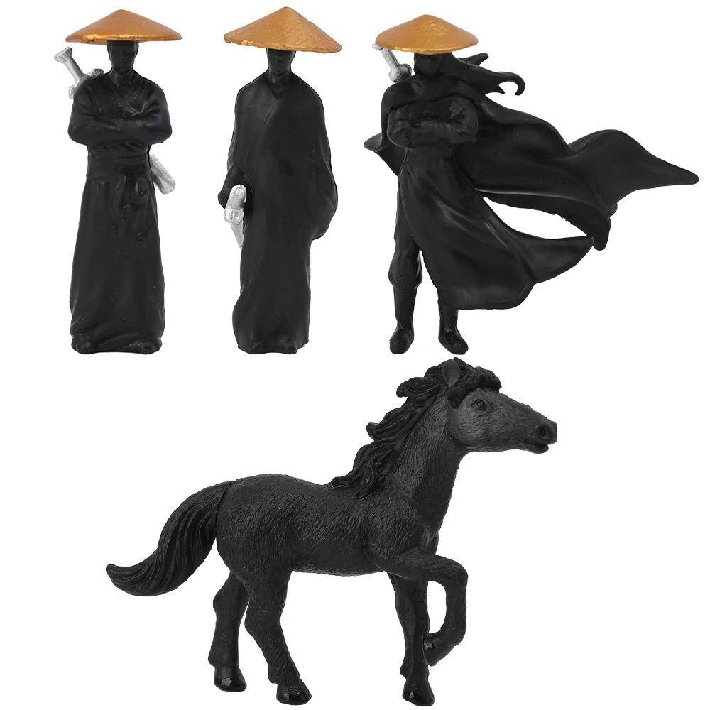 1/4PCS Resin Mini Figures Model Ancient Ninja Samurai Warrior Modeling Car Decoration Ornaments