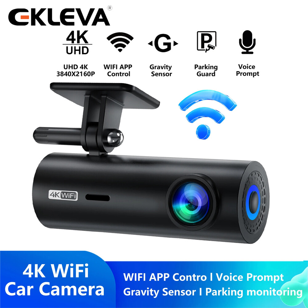Ekleva uhd 4k 3840*2160p car dash cam dvr video recorder front for car wifi 24h parking monitoring app control