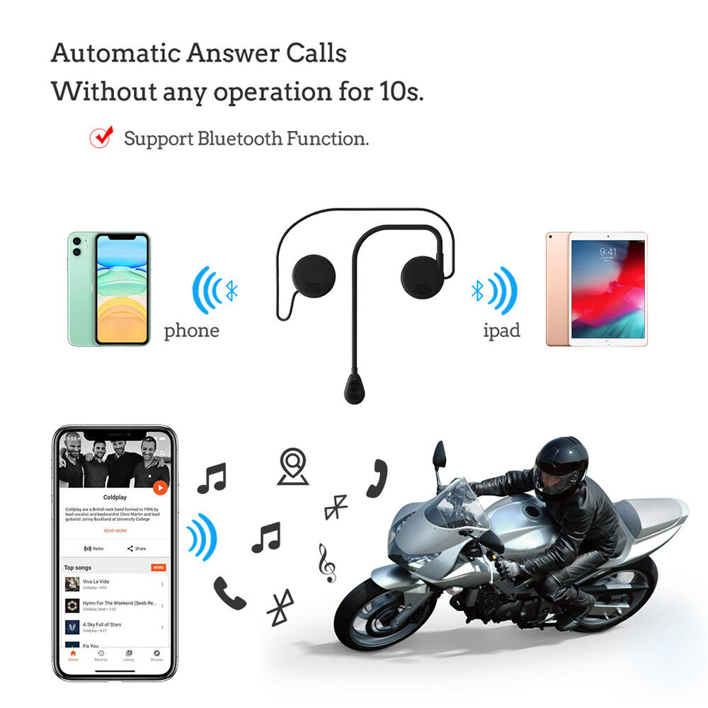 Aitemay Tai Nghe Mũ Bảo Hiểm Bluetooth 5.0 Xe Máy Siêu Mỏng Tai Nghe Gọi Rảnh Tay Không Dây