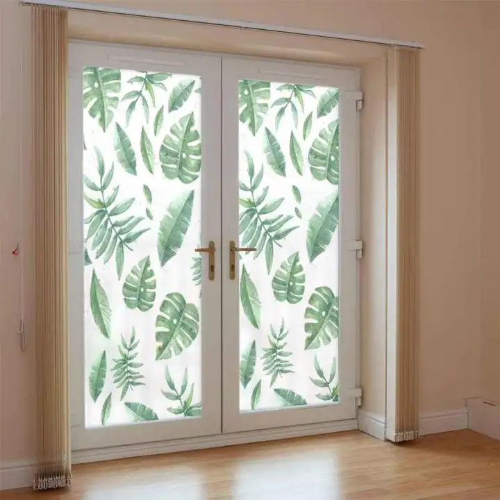 Leaf Glass Sliding Door Window Stickers Waterproof Window Privacy