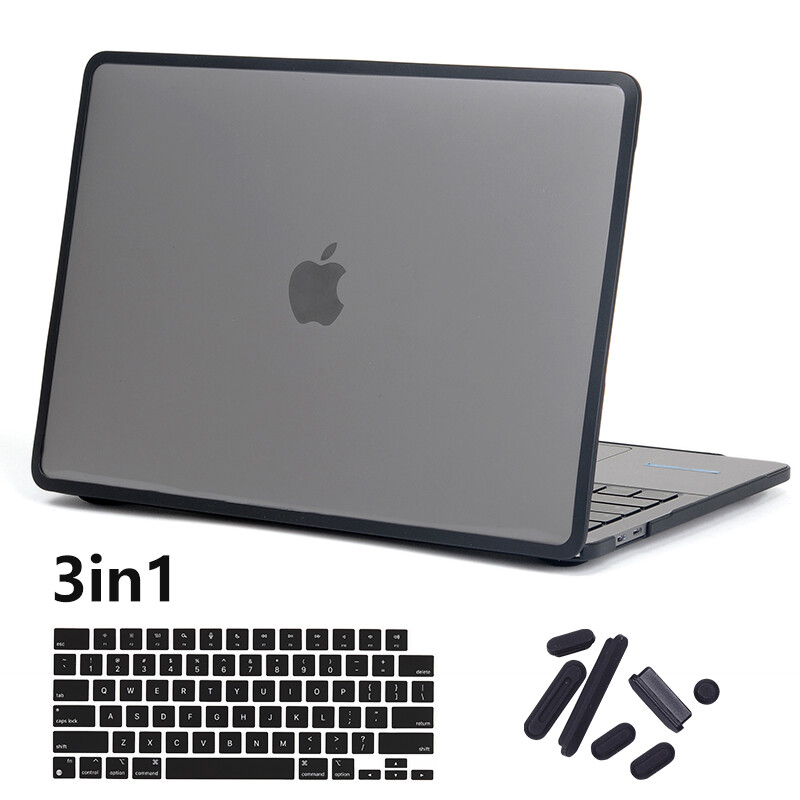 TPU + PC Transparent Cover Case for Macbook 2021 2020 Air 13 Pro 14 16 inch A2442 A2485 M1 A2337 A2338 Case Hard Matte Smooth Shockproof Protector Free Silicone keyboard cover skin