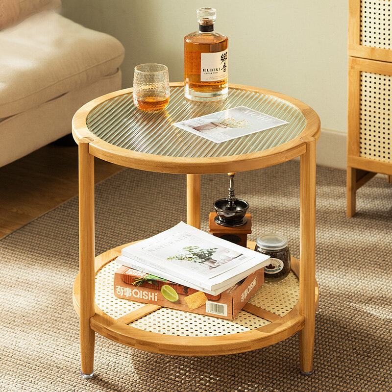 table Round coffee table Tea table simple Living room household manageability Tea table Light luxury modern Solid wood