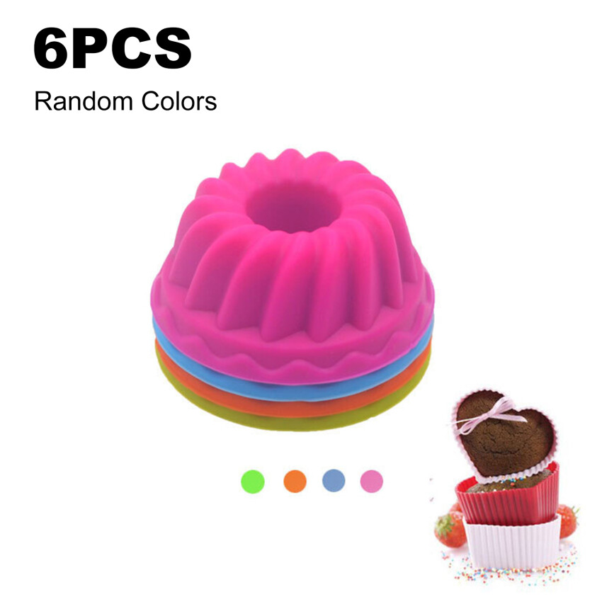 Silicone Cupcake Chén Nướng 6 Gói, Tái Sử Dụng Và Không Dính Giấy Lót Bánh Cupcake Muffin Holders Đặt Cho Đảng Halloween Giáng Sinh, dễ Lau Chùi Pastry Khuôn Muffin