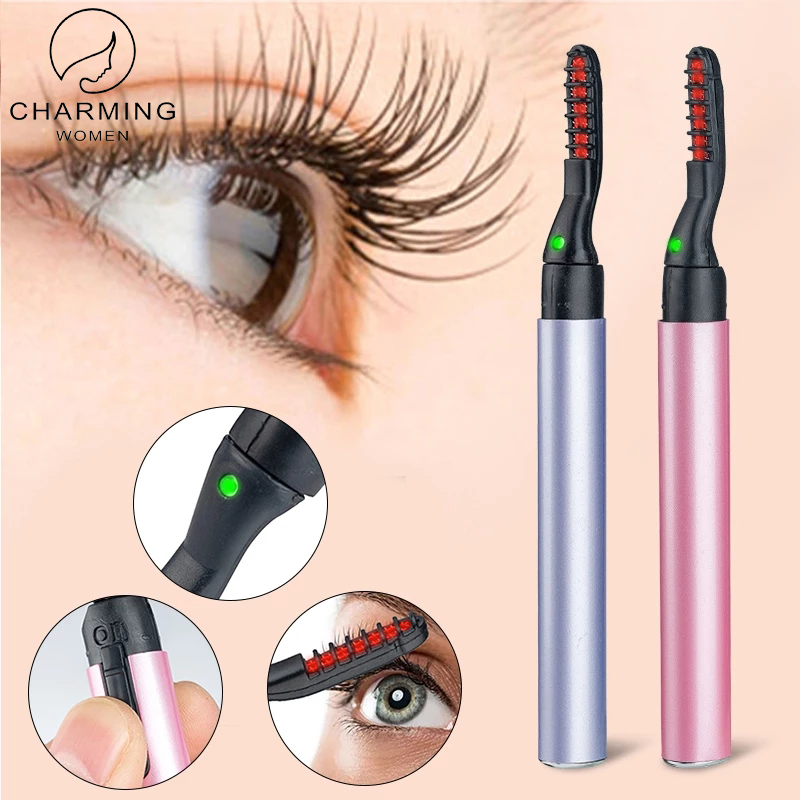 [Charming women] Electric Heated Eyelash Curler Pen Style Portable Long Lasting Makeup Tool