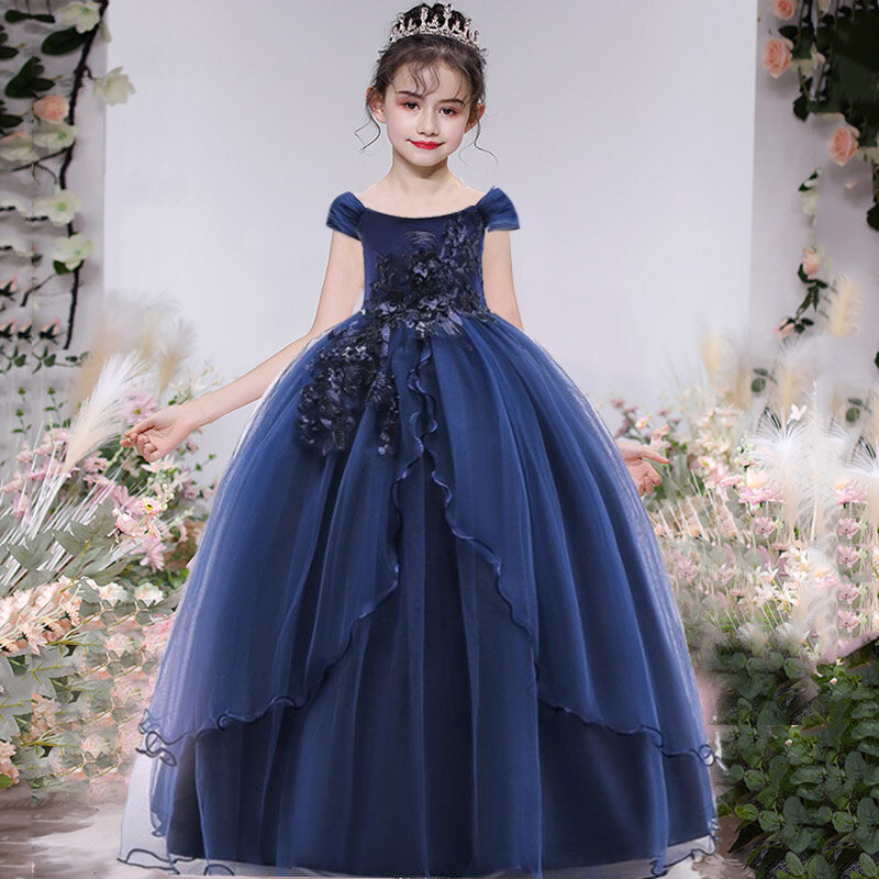 MQATZ Girls Dress Embroidery Bridesmaid Princess Dress Children Party Wedding Dress 4-14 years LP-213