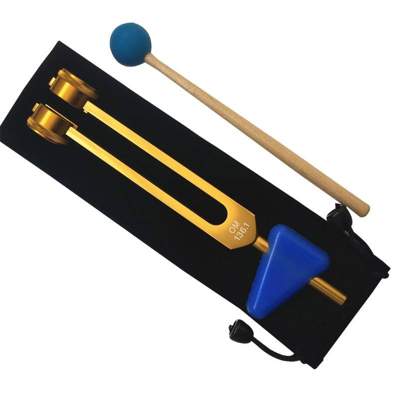 OM 136.1 Hz Tuning Forks Set Chakra Tuning Fork Sound Healing Fork Crystal Fork Tuning Therapy Tool All In A pouch & Wooden Striker