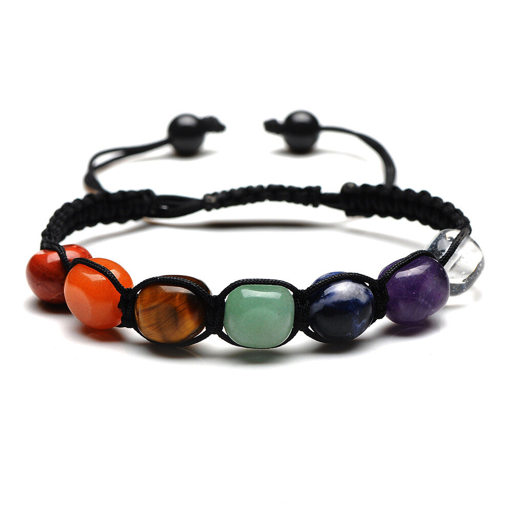 7 Chakra Stone Yoga Bracelet Reiki Healing Crystal Natural Gemstone Braided Rope Bracelets for Women Girl