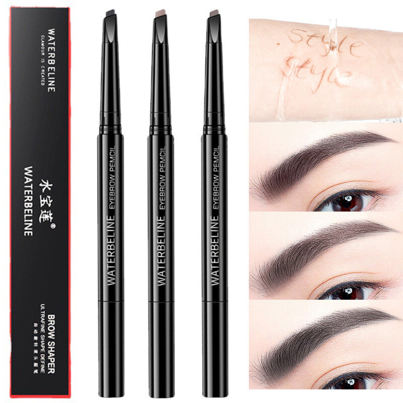 Double Head Eyebrow Pencil Waterproof Ultra Fine Triangle Eye Brow Tint Pen Long Lasting Black Brown Cosmetic Makeup Tools