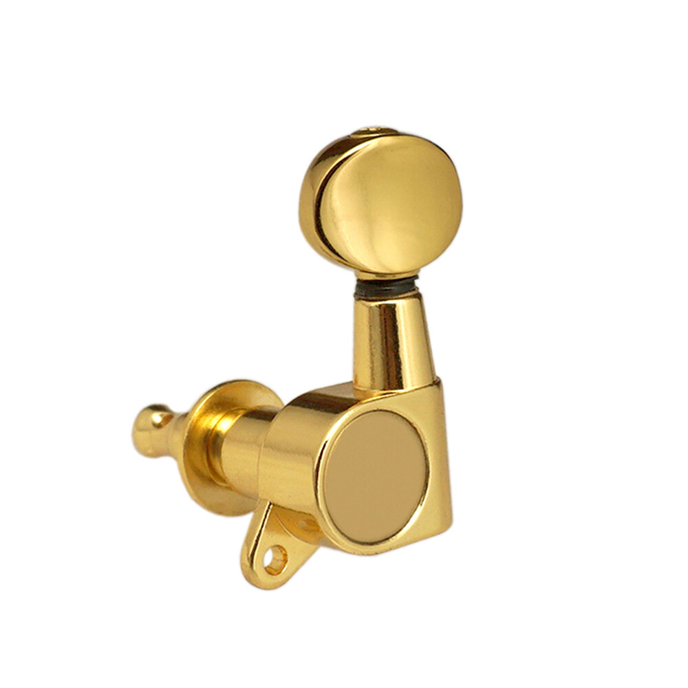 [ammoon]Guitar String Tuning Pegs Tuning Machines Sealed Machine Heads Tuning Keys Oval Button 6 Left for Electric Guitar or Acoustic Guitar Chrome Gold