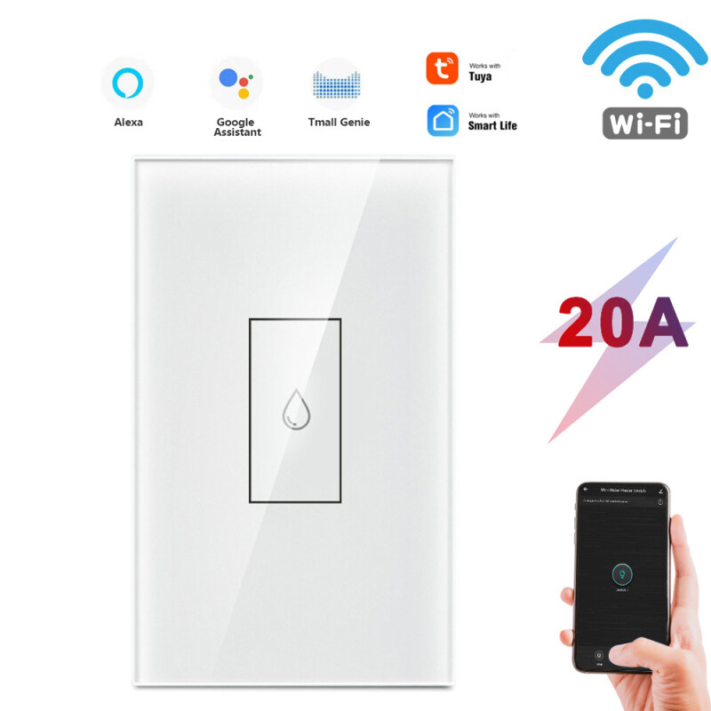 Elesky tuya 20a water heater switch smart wifi touch wall switch timing remote control work with goog le home and alexa eu/us