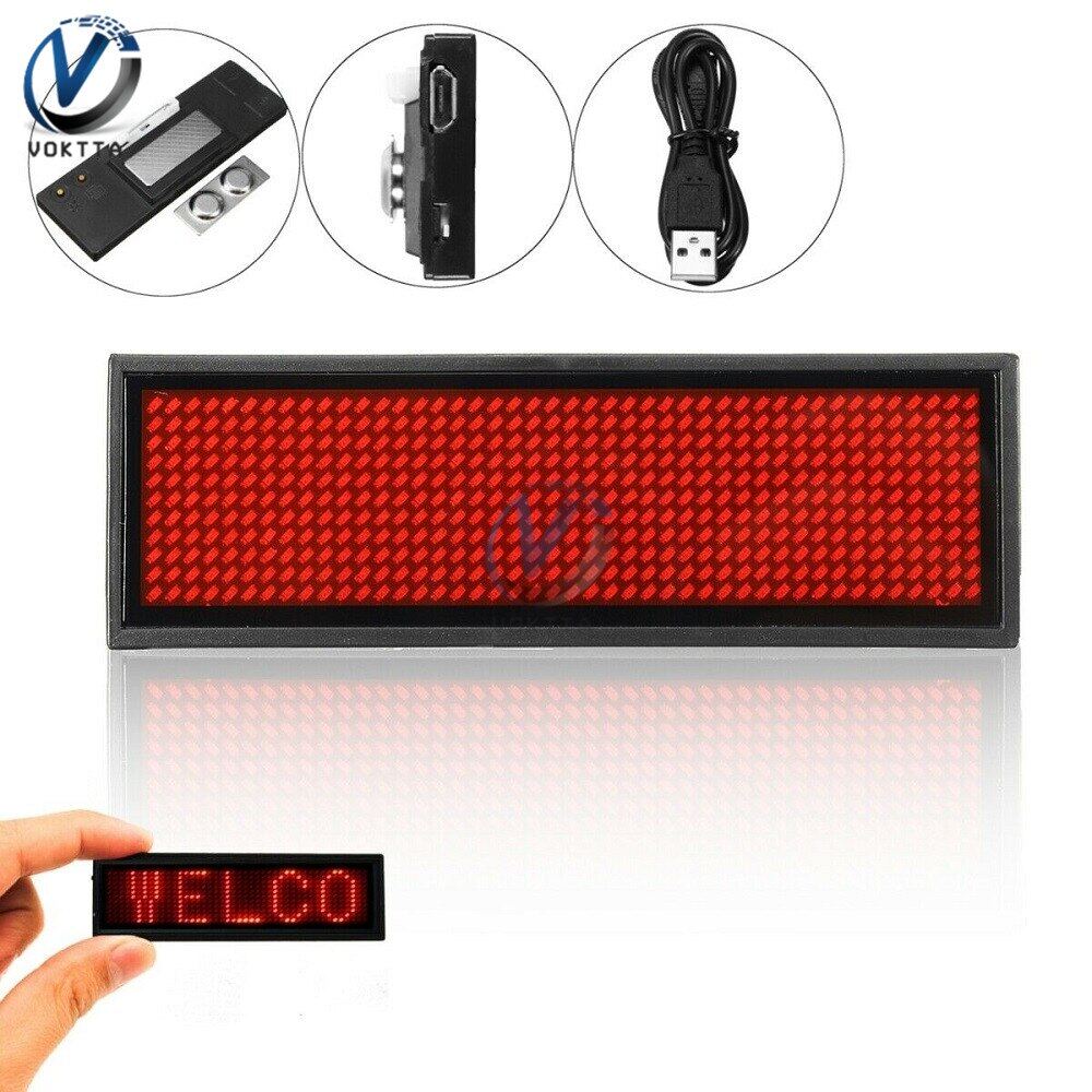 Huy Hiệu Tên Lập Trình Có Thể Sạc Lại Màn Hình Kỹ Thuật Số LED Mini VOKTTA Chính Hãng, 15 Ngôn Ngữ Hiển Thị Mô Đun Huy Hiệu Bảng Hiệu Gắn Thẻ Led Cuộn Bền