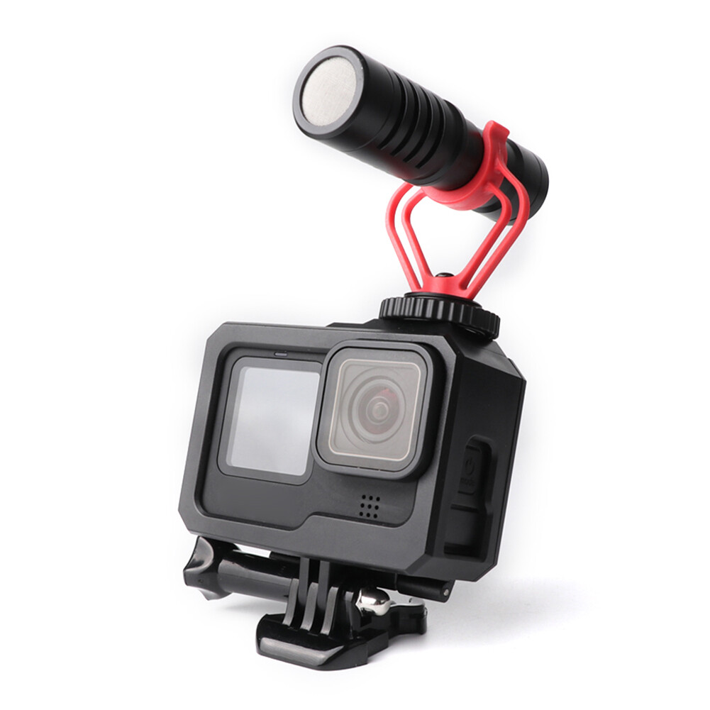 Black Housing Frame Case for GoPro Hero 10 9 Protective Cage Camera Cold Shoe Mount