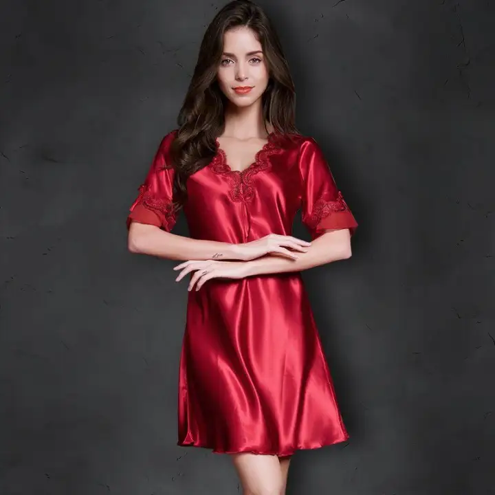 red silk nightdress