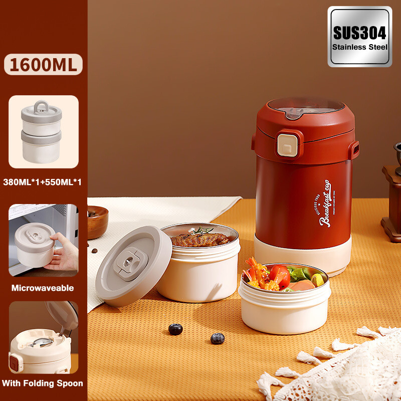 Giữ nhiệt lên đến 24 giờ hộp cơm giữ nhiệt nhiều lớp hộp cơm giữ nhiệt inox 304 kèm muỗng gấp túi đựng nồi giữ nhiệt dung tích lớn