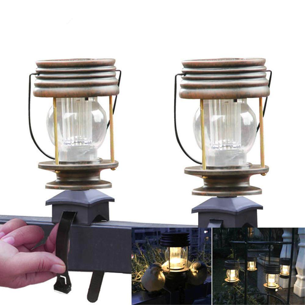 2 Pcs LED RETRO Năng Lượng Mặt Trời Treo Lồng Đèn Sân Vườn Phong Cảnh Chiếu Sáng